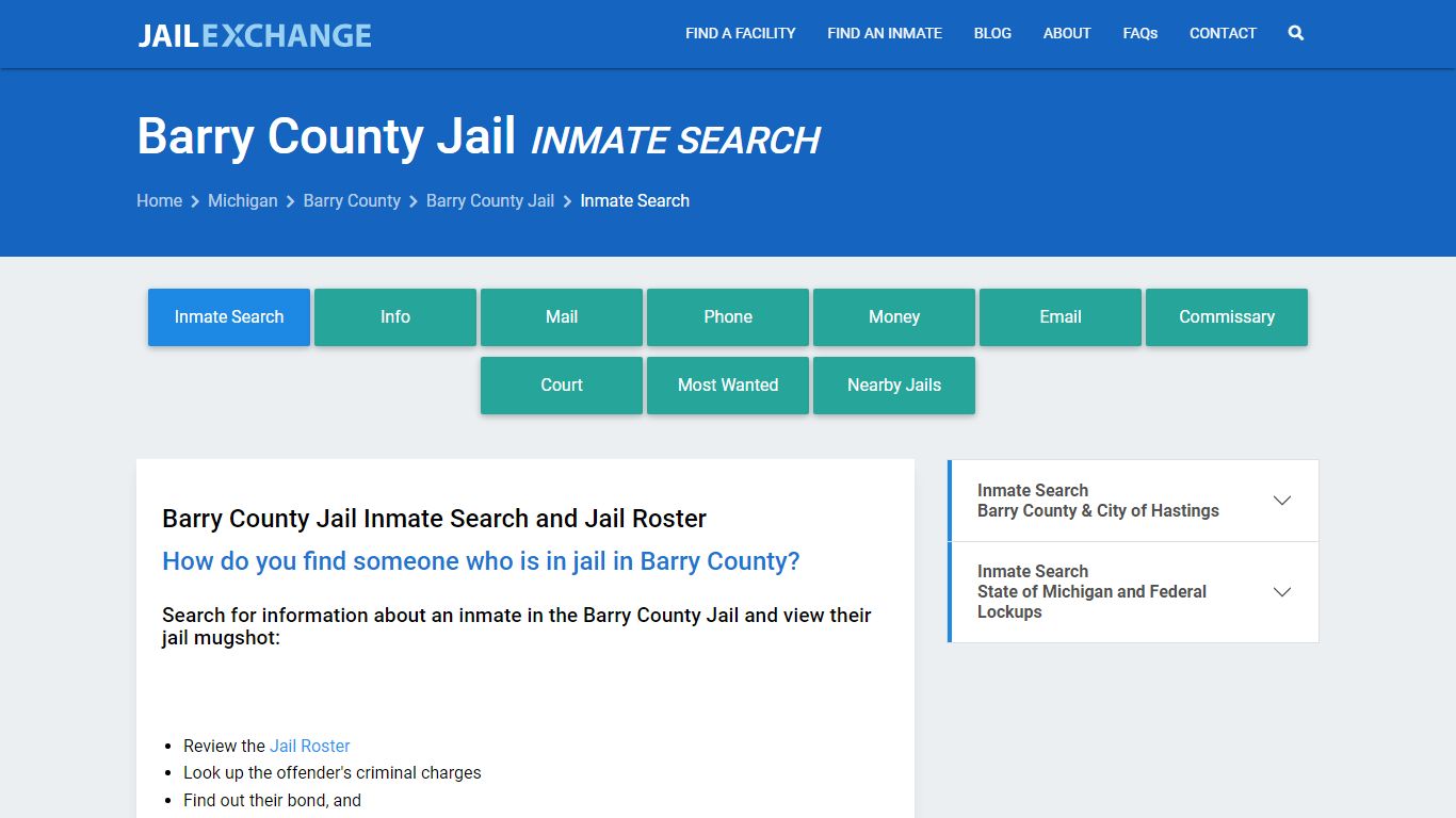 Inmate Search: Roster & Mugshots - Barry County Jail , MI